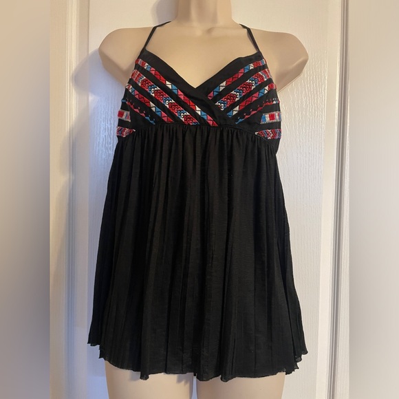 American Eagle Outfitters Tops - American Eagle Outfitters Aztec Embroidered Baby Doll Peplum Top‎ M Y2K Western